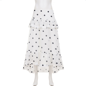 French Street Vacation Polka Dot Color Block Ruffle Asymmetrical <b>Skirt</b> Elegant Instagram Style Retro Relaxed Tiered Midi <b>Skirt</b> - Product Image 6