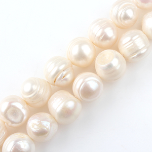 Perlas de Agua Dulce Naturales de 12-13 mm, Cuentas Redondas, Perlas Blancas, 15 Pulgadas/hebra, <span class=keywords><strong>5</strong></span> Hebras para Fabricación de Joyas, Manualidades - Product Image 1