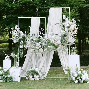 Cortinas de tela de gasa transparente con velo de perlas, estilo romántico y chic, directamente de fábrica, para decoración de arcos de boda al aire libre. - Product Image 6
