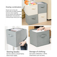 Boîte de rangement pliable en forme de cube pour vêtements et jouets, en tissu non tissé, avec poignée frontale