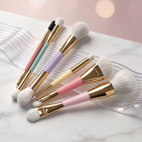 Ensemble de pinceaux de maquillage 6 pièces à double embout, couleurs macaron, poils synthétiques pour le visage, le blush, le fond de teint, le correcteur, les ombres à paupières, personnalisable