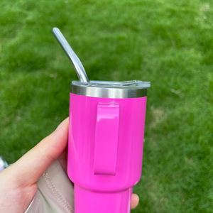 Heat Transfer Travel Stainless Steel Reusable <b>Mugs</b> Macaron Colors <b>Double</b> <b>Wall</b> 3oz Mini Tumbler with Metal Handle for Sublimation - Product Image 4