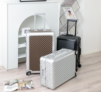 Ensemble de valises classiques de style classique, valise à roulettes silencieuse avec serrure TSA, grande capacité, imperméable, à carreaux, entièrement en aluminium, 26 pouces