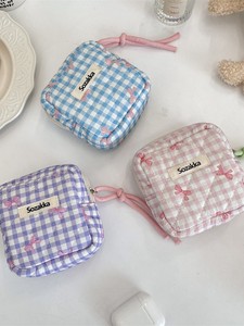 <b>Mini</b> Plaid Quilted Makeup <b>Bag</b> Portable Zipper Cosmetic Organizer for Women Daily Use OEM Service - Product Image 2