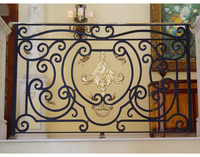 Design de grille de balcon en fer forgé antique artistique, garde-corps en fer forgé extérieur personnalisé