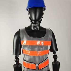 เสื้อกั๊กนิรภัยสะท้อนแสงโปร่งใสสำหรับทุกเพศมีแถบสีส้มสำหรับใช้งานได้หลากหลาย - Product Image 1
