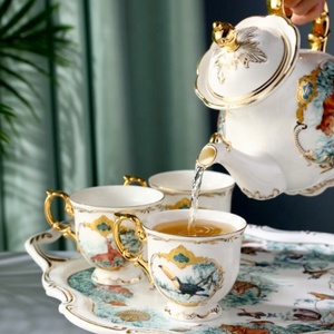 ชุดน้ำชาเซรามิกสไตล์อังกฤษยุคใหม่ พร้อมถ้วยกาแฟลายสัตว์และกาน้ำชา ชุดเครื่องใช้บนโต๊ะอาหารพอร์ซเลนสีขาวหยก เป็นมิตรกับสิ่งแวดล้อม - Product Image 5
