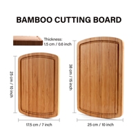 2 Pcs Set Talenan Bambu Ramah Lingkungan Tebal 1.5cm untuk Daging, Sayuran & Keju dengan Alur Penampung Cairan