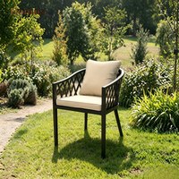 Fauteuil de jardin moderne en aluminium massif, résistant aux intempéries, léger, avec coussin en mousse à mémoire de forme, pour terrasse, jardin, parc, hôtel