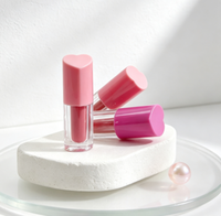En stock, nouveau flacon vide en forme de cœur de 5 ml, grand applicateur, tubes transparents pour gloss à lèvres, emballage cosmétique, tubes pour gloss à lèvres