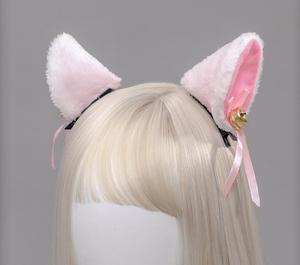 Kat Oor Haar Clip Pluche Bel Bows Haarspelden Anime Lolita Barrette Halloween Cosplay Party Decoraties Wit Zwart Roze - Product Image 6