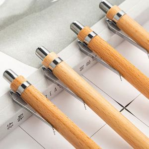 Eco Friendly Natural Bamboo Click Ballpoint <b>Pen</b>, Sustainable <b>Retractable</b> Advertising <b>Pen</b> With Stainless Steel Parts Custom Laser - Product Image 3