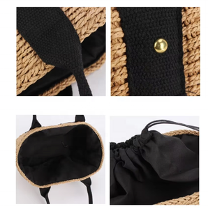 Sac de plage polyvalent en paille tressée simple à deux anses, grande capacité, pour les vacances, décontracté, en paille naturelle, sac de shopping pour les vacances à <span class=keywords><strong>Bali</strong></span> - Product Image 3