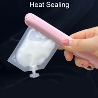 Petit sachet en plastique pour liquides, pochette d'emballage pour échantillons de cosmétiques, désinfectant pour les mains, savon, pochette avec bec verseur et bouchon à vis