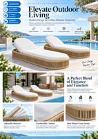 Chaise longue d'extérieur réglable avec coussin épais pour piscine, hôtel, complexe hôtelier