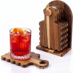 Ensemble de planches à découper en bois avec support, design ondulé, pour servir des steaks lors de fêtes, forme irrégulière, en bois naturel - Product Image 1