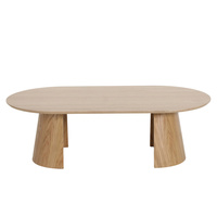 Mesa de comedor de madera tallada ovalada futurista asequible, pequeña pieza central para sala de estar