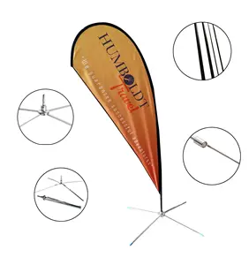 Hot bán tùy chỉnh quảng cáo khuyến mại Cờ biểu ngữ bãi biển bảng niềm tự hào Giọt Nước Mắt lông hiển thị đứng logo in với cực 3X5FT - Product Image 1