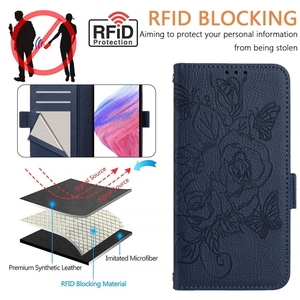 Livraison directe pour Samsung Galaxy Note20 Ultra/ Note10 / <span class=keywords><strong>M33</strong></span> <span class=keywords><strong>5G</strong></span> Global Embossed Rose RFID Anti-theft Leather Phone Case - Product Image 5