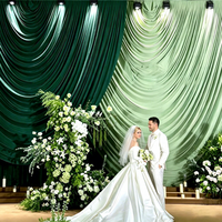 Nouvelle Décoration de Mariage DKB : Rideau en Soie, Toile de Fond Vert Foncé en Spandex, Drapé de Plafond pour Décoration de Fête de Mariage