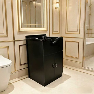 Lit de lavage de cheveux professionnel avec bac en céramique, réservoir d'eau, design moderne, structure en bois, mobilier commercial multifonctionnel - Product Image 2