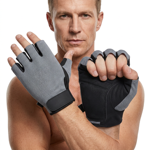 Guantes de Gimnasio Unisex de Cuero, Medios Dedos, con Muñequera Ajustable, Antideslizantes, Ligeros, Transpirables, para Entrenamiento, Fitness, Deportes y Levantamiento de Pesas - Product Image 1
