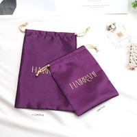 Pochette en satin biodégradable et écologique avec cordon de serrage, impression de logo personnalisé, pour chaussures, extensions de cheveux, perruques, emballage de lingerie de luxe