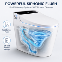 WC intelligent sans réservoir certifié CUPC CE, avec capteur de pied, chasse automatique, bidet intégré, siphon en S, pour projets hôteliers et résidentiels