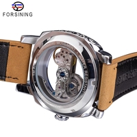 Montre mécanique automatique rétro carrée transparente Forsining 2026 pour homme, argentée, lumineuse, à remontage automatique, design squelette, avec bracelet