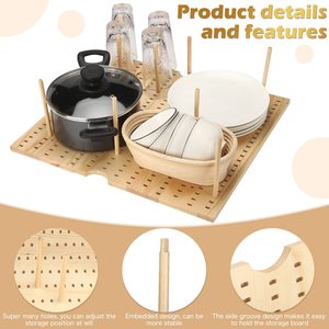 Adjustable Wooden <b>Drawer</b> Organizer Rectangular Standing Type Office Kitchen <b>Storage</b> Rack - Product Image 3