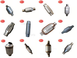 XG-AUTOPARTS Uni bulat Universal putaran konverter katalis dengan O2 Sensor lubang di sisi 2 "2.5" 3 "pipa - Product Image 3