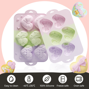 Moule à gâteau en silicone antiadhésif sans BPA en forme de cœur à 6 cavités MUYULINS Factory LFGB Platinum - Product Image 6