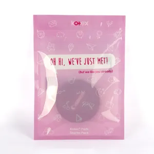 OEM Strong Sealing Matte Finish Custom Logo Packaging Bag Pink Zipper Pouch Plastic Sachet For Sanitary Napkin