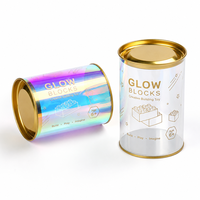 Boîte cylindrique transparente personnalisée en plastique PET recyclable avec couvercle métallique, boîte cylindrique en plastique pour l'emballage