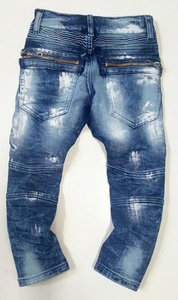 Jeans déchirés style motard hip-hop en coton/élasthanne pour bébés garçons, style streetwear - Product Image 4