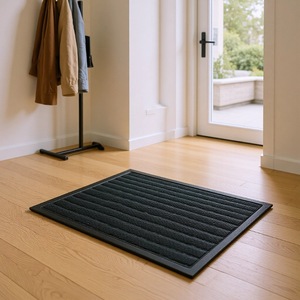 Tapis de porte 3D en TPE à bords surélevés, en caoutchouc rayé antidérapant, pour usage domestique, style moderne, épaisseur moyenne - Product Image 1