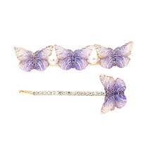 Factory direct INS hot sale resin butterfly hairgrips set rhinestone hair clips pearl hair clips