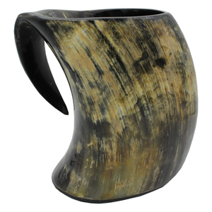 Natural Buffalo Horn Drinking <b>Mug</b> with Ergonomic Horn Handle Rustic Handmade Beer Tankard for Ale Mead Coffee Viking Barware - Product Image 1