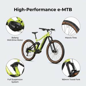 Bicicleta Eléctrica de Montaña LEICHTEN de 29 Pulgadas con Suspensión Completa, Motor de Accionamiento Medio, Sensor de Torque, Bicicleta Eléctrica <span class=keywords><strong>para</strong></span> Adultos - Product Image 2