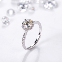 Bague en argent sterling S925 pour femme, moissanite 1 carat, six griffes, moissanite ronde, pour l'exportation
