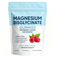 Gomitas de Bisglicinato de Magnesio con Sabor a Frambuesa, Veganas, Favorecen el Sueño, la Salud Muscular y Ósea, 60 Unidades, Suplemento Dietético