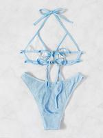 Ensemble de bikini dos nu à lacets personnalisé pour femme, maillot de bain de plage unique taille haute pour femme, séchage rapide, deux pièces, coupe triangle