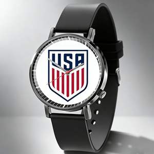 2026年ニューヨーロピアンカップユニバーサルウォッチ、ヨーロッパサッカークラブアイコン、ブラックシリコンストラップ、クォーツ腕時計、合金ケース、38mmポインター - Product Image 5