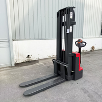 Chariot élévateur à palettes électrique à conducteur marchant pour allées étroites de 2 tonnes, chariot élévateur tout-terrain robuste pour entrepôt, transpalette portable