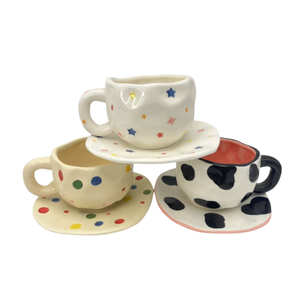 Gran oferta Ins Hand Pinch, taza de café de cerámica personalizada, platillo, <span class=keywords><strong>tazas</strong></span> de Espresso hechas <span class=keywords><strong>a</strong></span> <span class=keywords><strong>mano</strong></span>, juego de <span class=keywords><strong>tazas</strong></span> de té Turkiye - Product Image 4