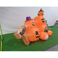 Ensemble familial de citrouilles gonflables multi-tailles avec lumières LED intégrées Décoration de cour d'Halloween pour affichage extérieur
