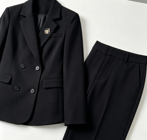 Dames Dubbelgeknoopte Kostuumset met Ingesneden Kraag <span class=keywords><strong>Blazer</strong></span> Broek Spandex/Polyester Anti-Kreuk 4 Kleuren <span class=keywords><strong>Plus</strong></span> <span class=keywords><strong>Size</strong></span> S-5XL Kantoor - Product Image 6