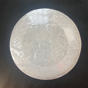 Cristalli naturali all'ingrosso intagliati reiki evil eye tree of life piastra a griglia in selenite per tappetino per tazza di guarigione - Product Image 2