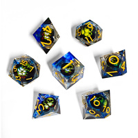 Dadu Resin Dungeons and Dragons Ungu Kustom Pabrik dengan Inti Cair dan Tepi Tajam untuk Dnd Rpg