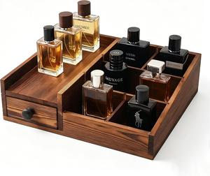 Boîte à parfum en bois à 6 compartiments réglables pour <span class=keywords><strong>homme</strong></span> et femme, boîte de présentation de luxe en bois pour parfum - Product Image 1